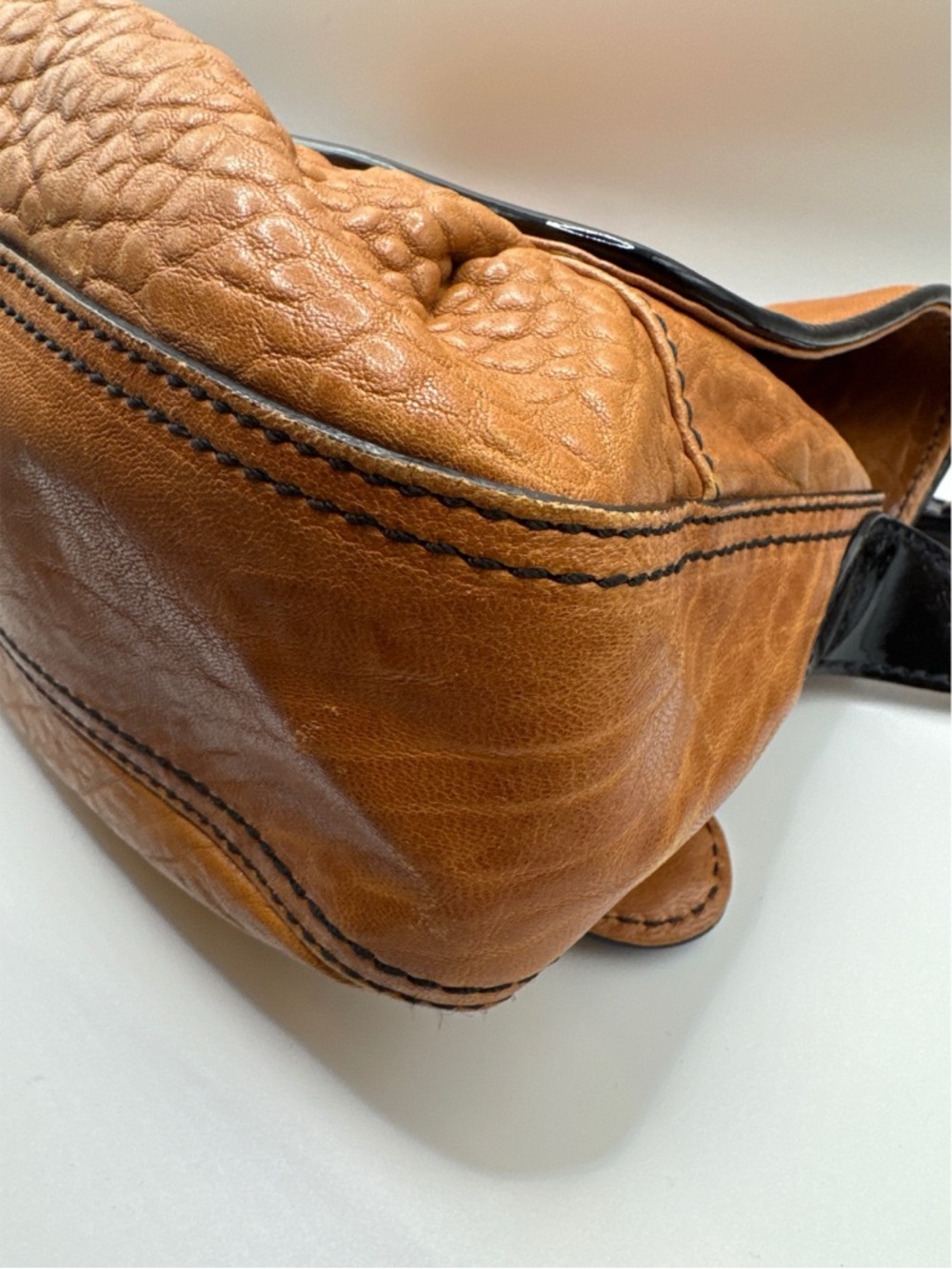 Fendi Brown Pebbled Leather Buckle Shoulder Bag Y2K Italy - Picture 6 of 11